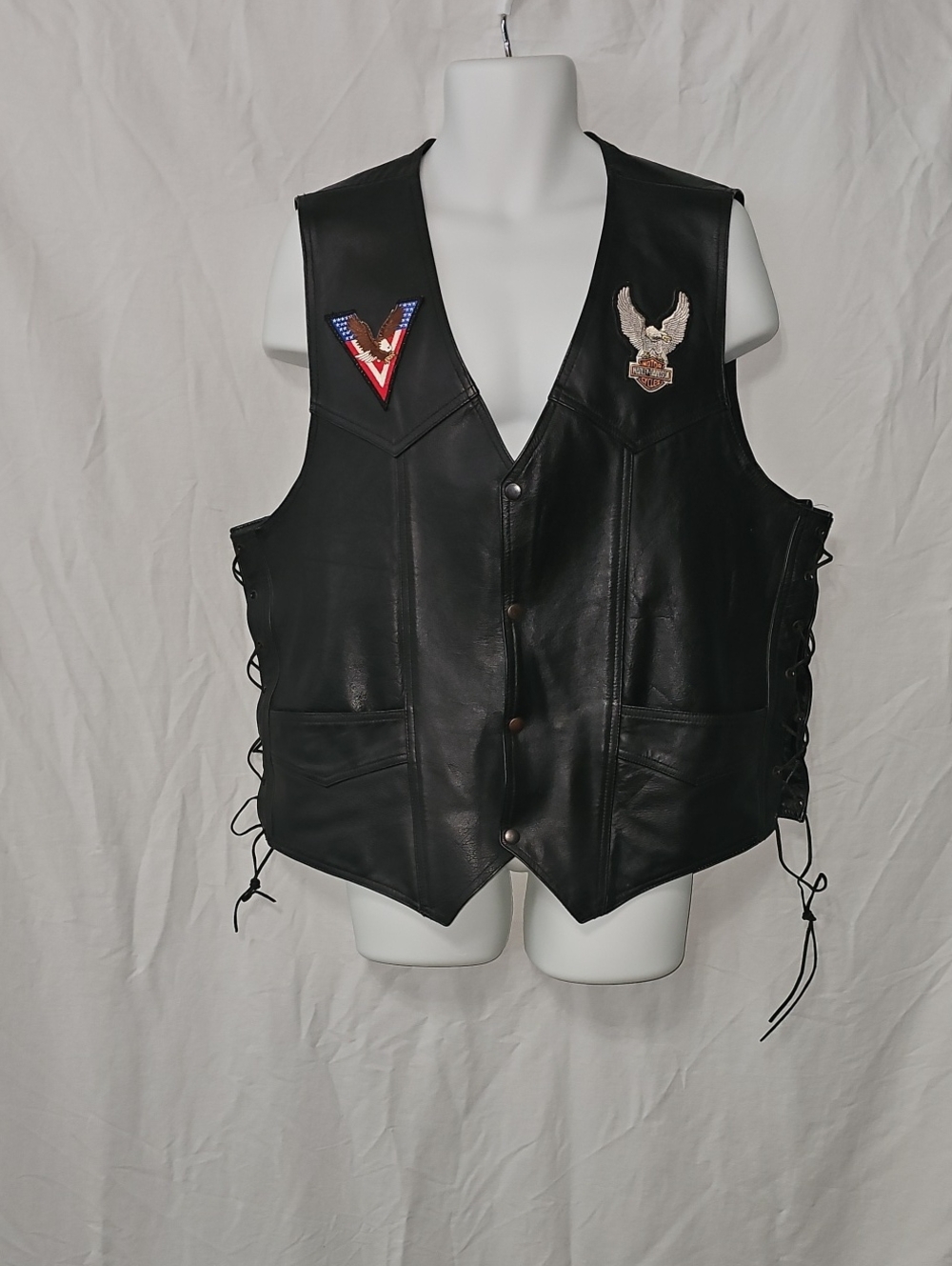 Antelope Creek Leather Biker Jacket With Texas Flag